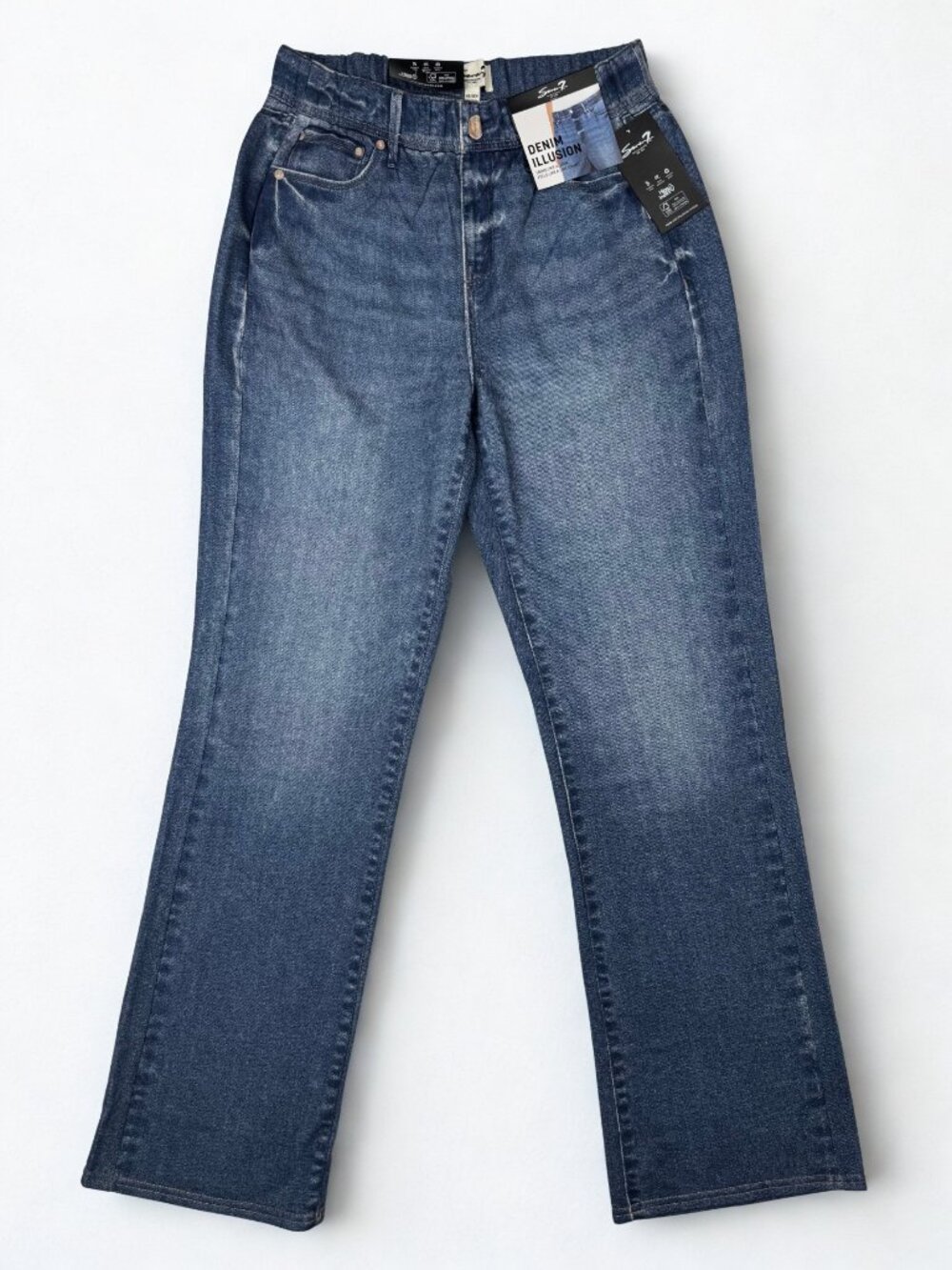 Seven7 Denim Illusion Wide Leg Blue Cotton Terry Sweatpant Jean Size XS NWT